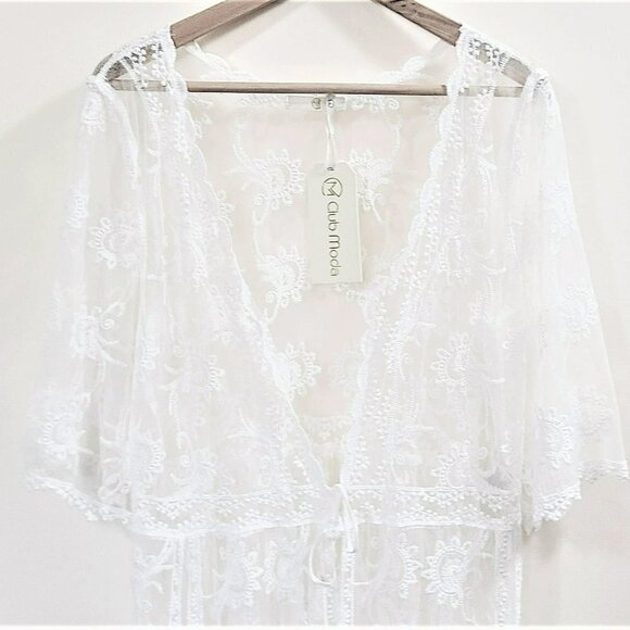 NWT Gorgeous LA MODA Sheer Lace Crochet Sexy Cover-up - Picture 6 of 6